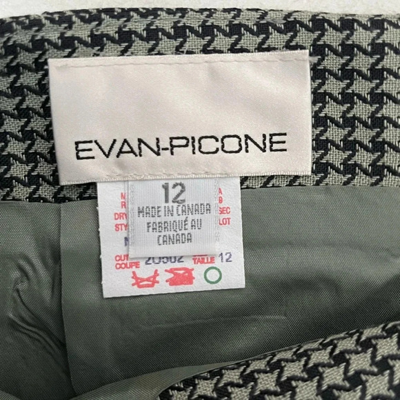 Evan Picone/Vintage 1980’s/Houndstooth/ Black&sage green/Pencil skirt/Size US 12 - Picture 9 of 16